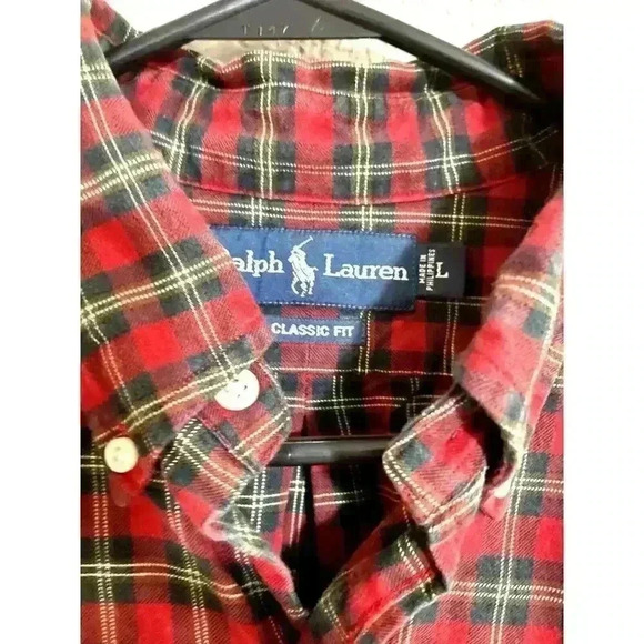 Ralph Lauren Polo Men Classic Fit Button-Down Shirt Red Gingham L Cotton - Picture 5 of 7